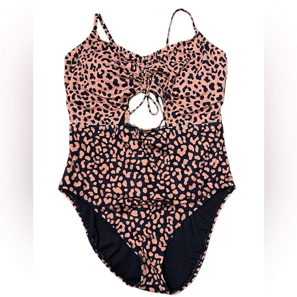 Beach Betty Animal Print Cutout One Piece Swimsuit